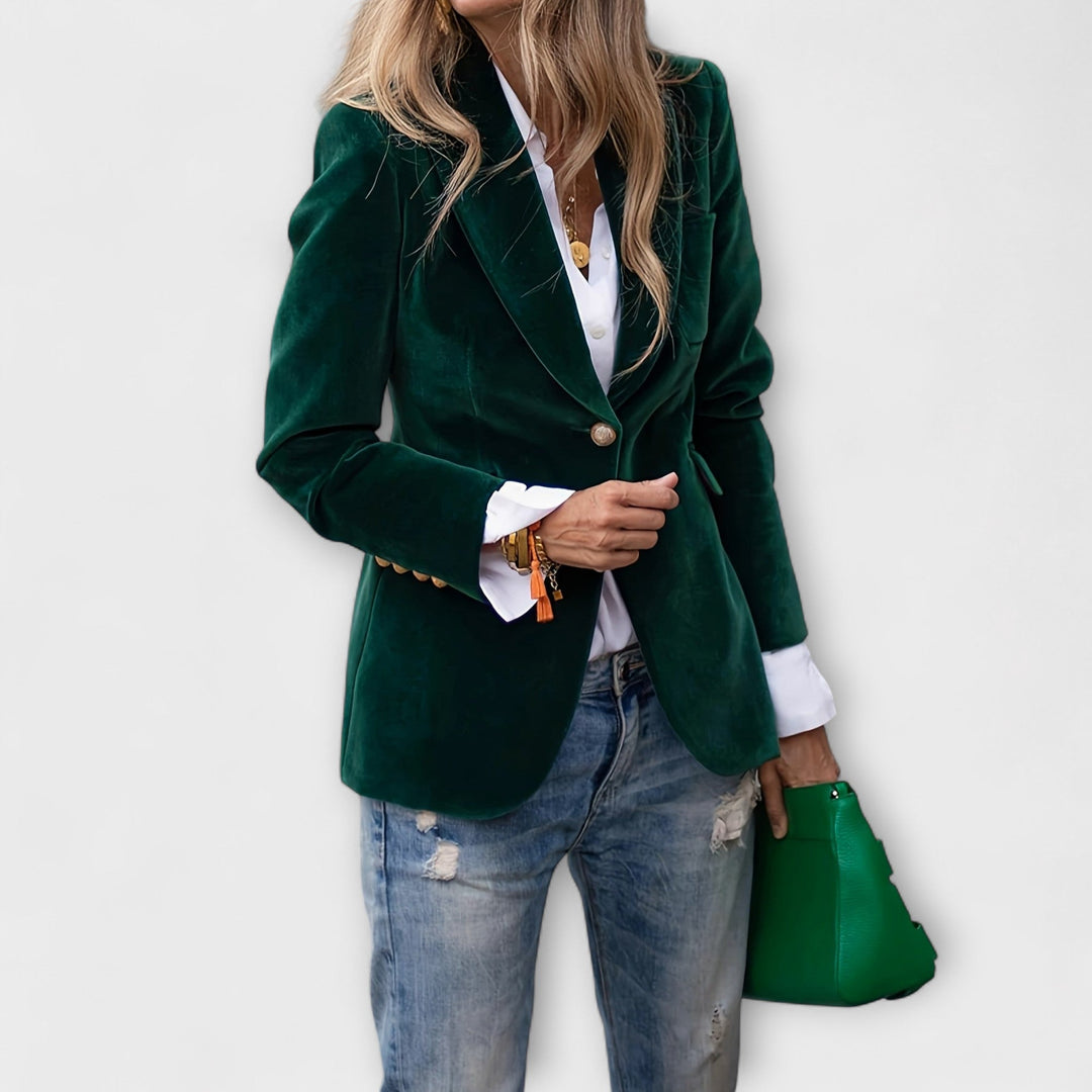 MELISSA | Elegant Velvet Blazer with Gold Detail