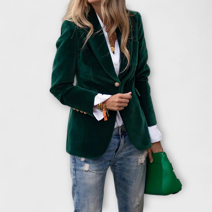 MELISSA | Elegant Velvet Blazer with Gold Detail
