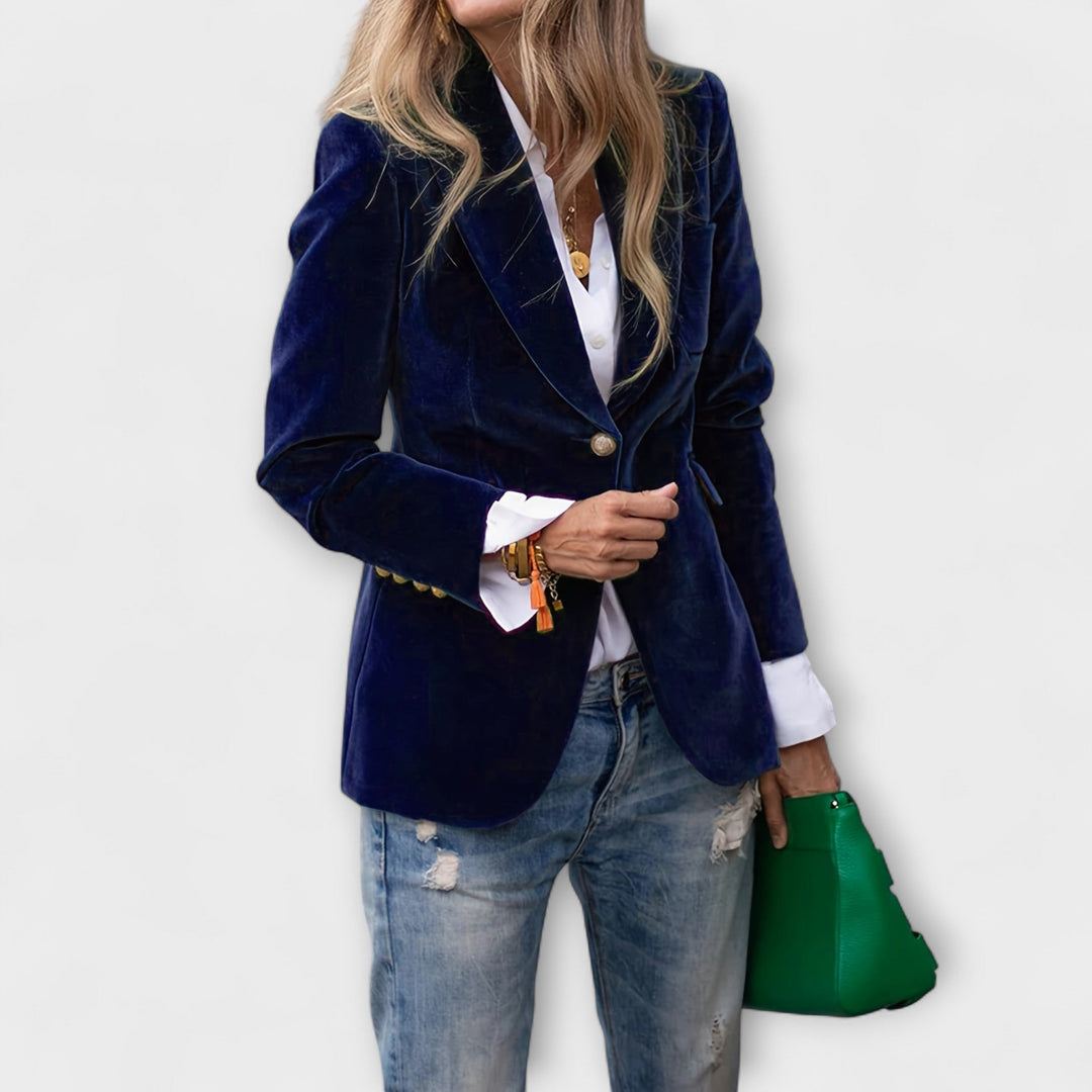 MELISSA | Elegant Velvet Blazer with Gold Detail