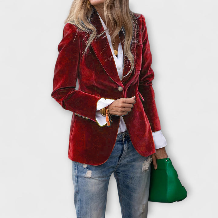 MELISSA | Elegant Velvet Blazer with Gold Detail