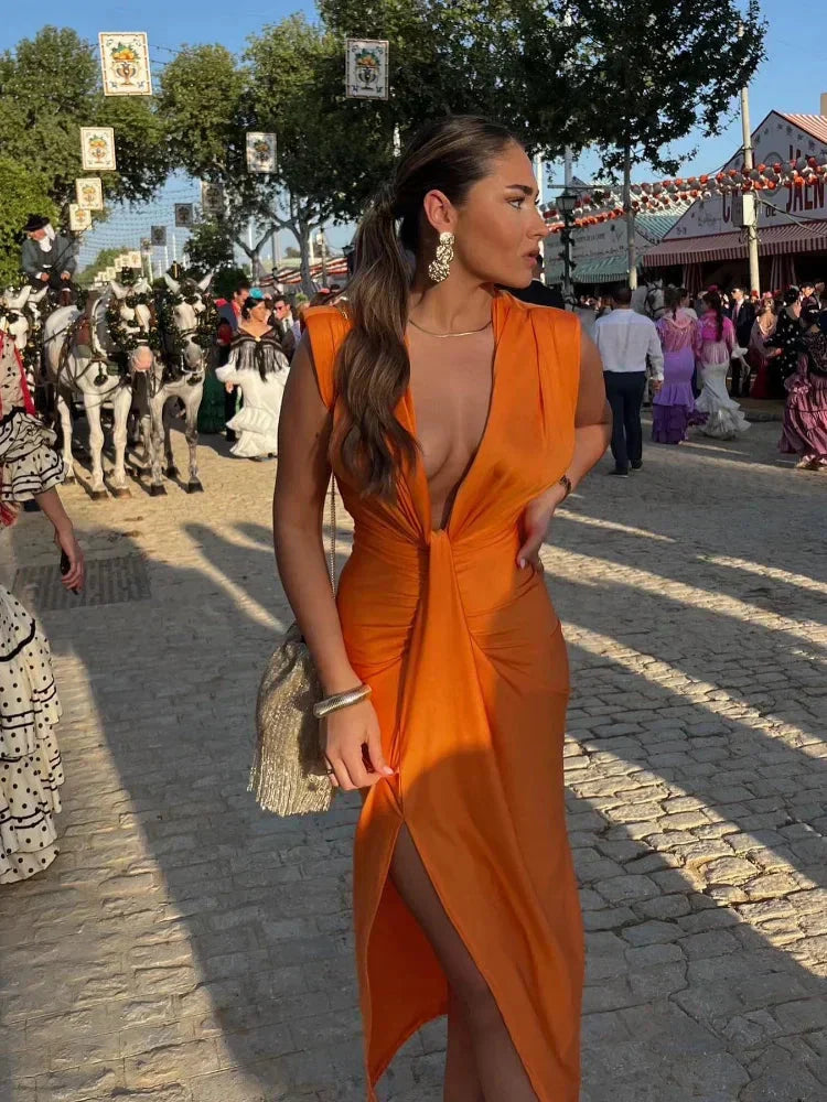 ALYSIA | Pleated Midi Dress with Elegant Flow