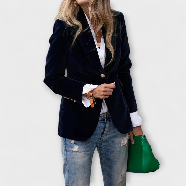 MELISSA | Elegant Velvet Blazer with Gold Detail