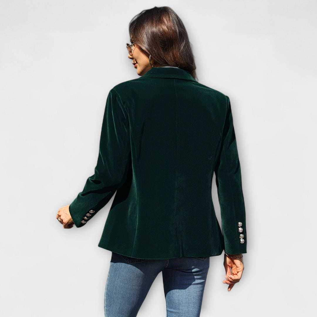 MELISSA | Elegant Velvet Blazer with Gold Detail